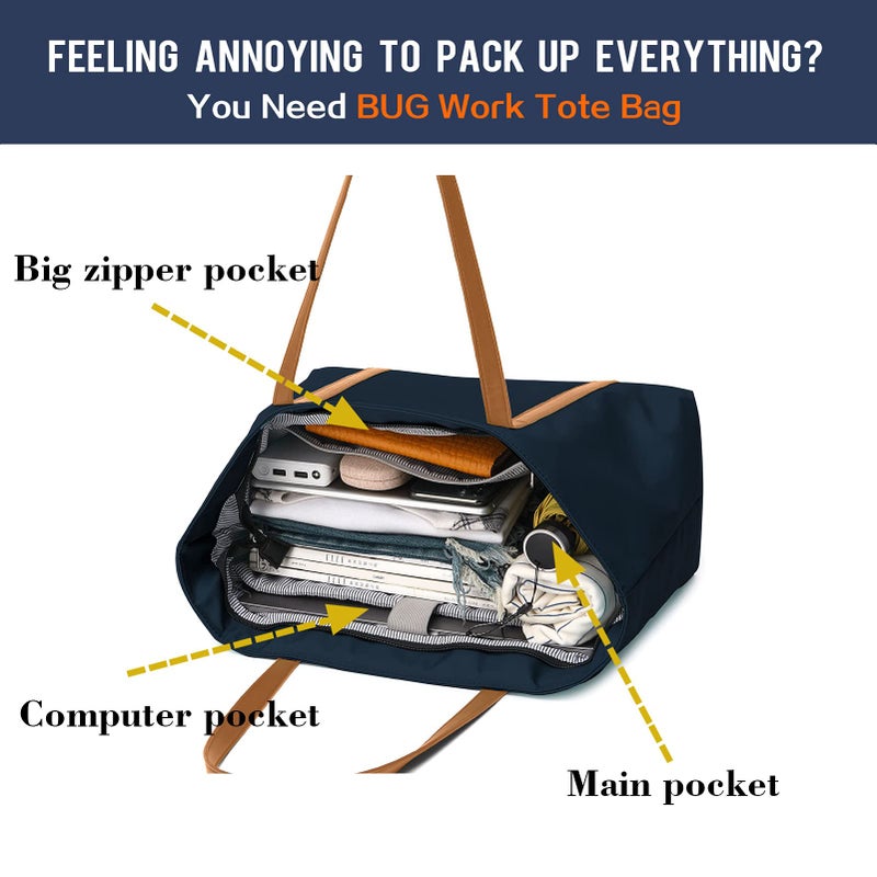 bug حقيبة لابتوب خفيفة الوزن للنساء من بوج للعمل، حقيبة يد غير رسمية للسفر والشاطئ والجامعة والمعلمين - Image 2